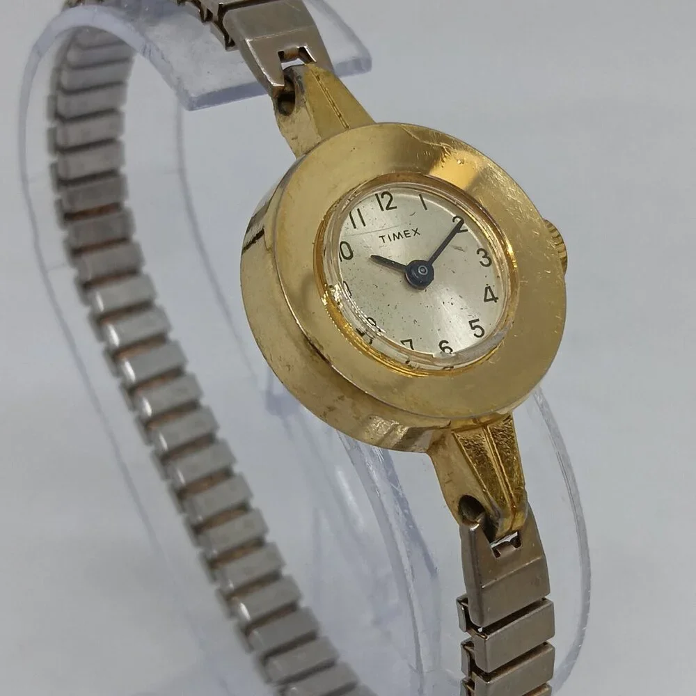 VINTAGE Timex 35D Manual Wind Women's 22mm Gold Tone Flex Band Watch